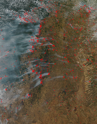 NASA MODIS Image of the Day: September 9, 2010 – Fires in eastern Brazil