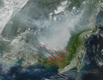 NASA MODIS Image of the Day: September 12, 2009 – Smoke and Fires in Borneo