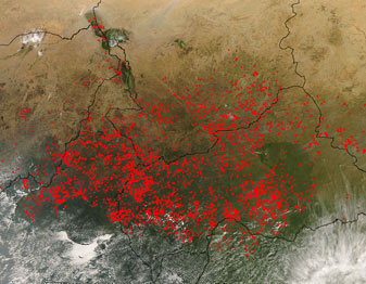 NASA MODIS Image of the Day: December 3, 2008 – Fires in Central Africa