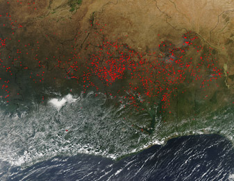 NASA MODIS Image of the Day: December 4, 2010 – Fires in West Africa