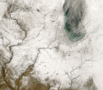 NASA MODIS Image of the Day: December 5, 2008 – First Winter Storm Slams Illinois