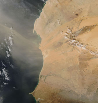 NASA MODIS Image of the Day: December 9, 2008 – Dust Plume off Western Africa