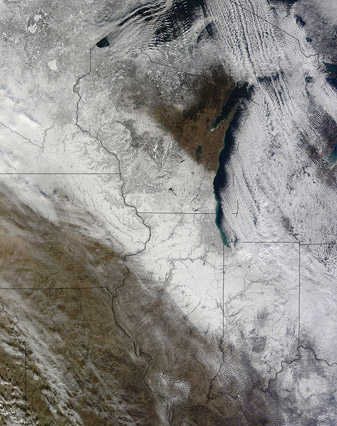 NASA MODIS Image of the Day: December 11, 2010 – Snow across the midwestern United States