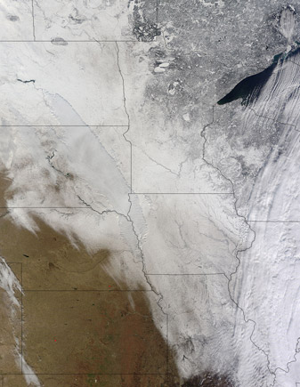 NASA MODIS Image of the Day: December 15, 2010 – Snow across the midwestern United States