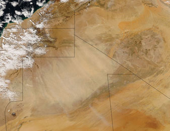 NASA MODIS Image of the Day: December 21, 2008 – Dust Storm in the Western Sahara