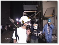 Photo of graduate students Brian Minten and Jenn Casper near the collapse site