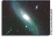 Deepest View of Space Yields Young Stars in Andromeda Halo