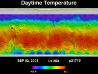 Orbit 21719 daytime surface temperature map