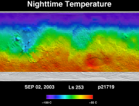 Orbit 21719 nighttime surface temperature map