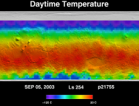 Orbit 21755 daytime surface temperature map