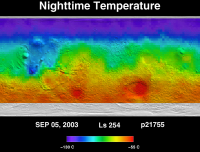 Orbit 21755 nighttime surface temperature map