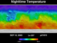 Orbit 21815 nighttime surface temperature map