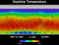 Orbit 21863 daytime surface temperature map