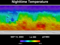Orbit 21863 nighttime surface temperature map