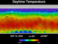 Orbit 21887 daytime surface temperature map