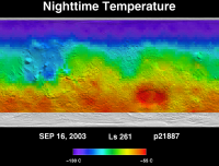 Orbit 21887 nighttime surface temperature map