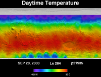 Orbit 21935 daytime surface temperature map