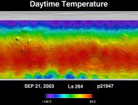 Orbit 21947 daytime surface temperature map