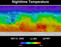 Orbit 21947 nighttime surface temperature map