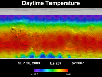 Orbit 22007 daytime surface temperature map