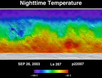 Orbit 22007 nighttime surface temperature map