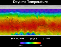 Orbit 22019 daytime surface temperature map