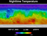 Orbit 22019 nighttime surface temperature map