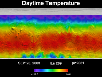 Orbit 22031 daytime surface temperature map