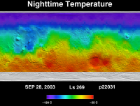 Orbit 22031 nighttime surface temperature map