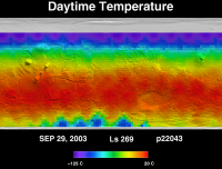 Orbit 22043 daytime surface temperature map