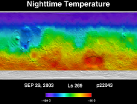 Orbit 22043 nighttime surface temperature map