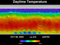 Orbit 22163daytime surface temperature map