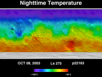 Orbit 22163nighttime surface temperature map