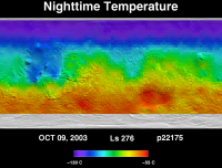 Orbit 22175nighttime surface temperature map