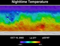 Orbit 22187nighttime surface temperature map