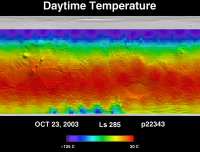 Orbit 22343daytime surface temperature map