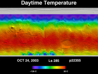 Orbit 22355daytime surface temperature map