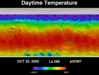 Orbit 22367daytime surface temperature map