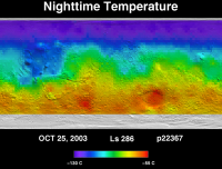 Orbit 22367nighttime surface temperature map