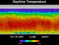 Orbit 22427daytime surface temperature map