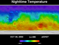 Orbit 22427nighttime surface temperature map