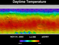 Orbit 22451daytime surface temperature map
