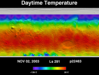 Orbit 22463daytime surface temperature map