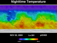 Orbit 22463nighttime surface temperature map