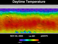 Orbit 22475daytime surface temperature map