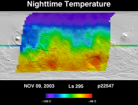 Orbit 22547nighttime surface temperature map