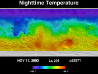 Orbit 22571nighttime surface temperature map