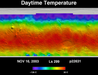 Orbit 22631daytime surface temperature map