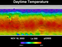 Orbit 22655daytime surface temperature map