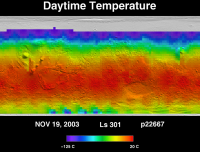 Orbit 22667daytime surface temperature map